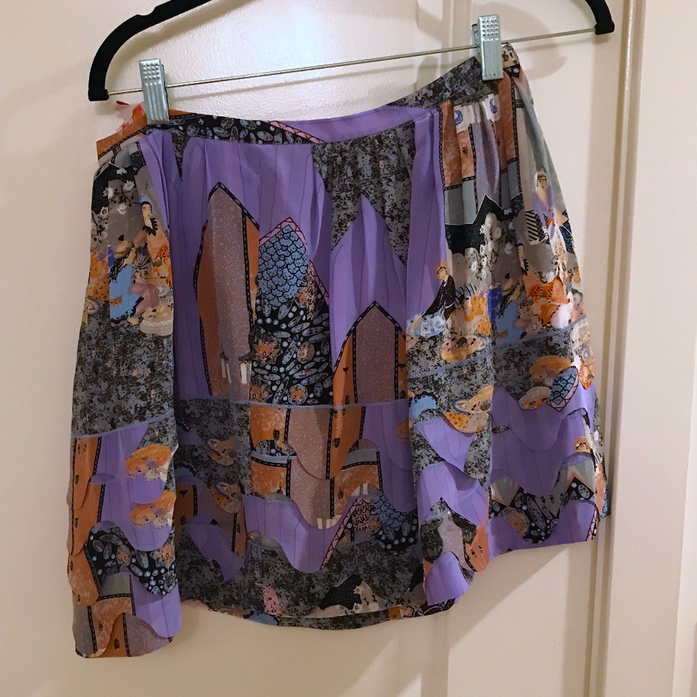 RARE 100% SILK ANTHRO/TRACY REESE TIERED SKIRT 6